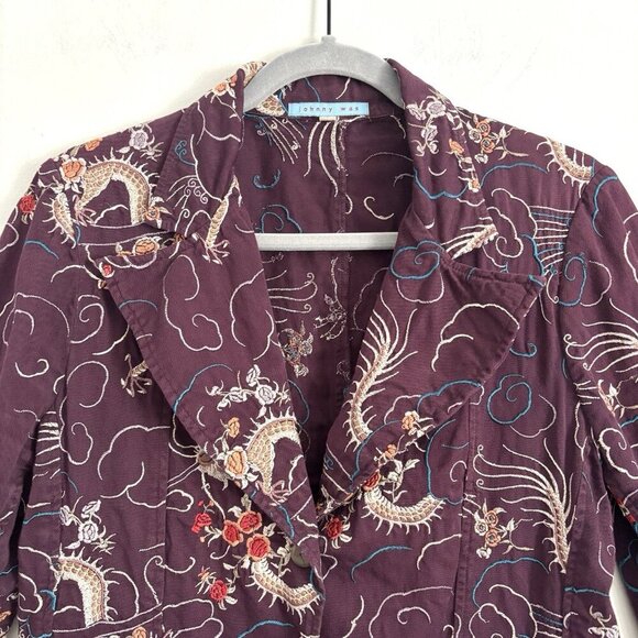 Johnny Was Purple Floral Dragon Embroidered Jacket Blazer Women’s Size Medium - Picture 2 of 11